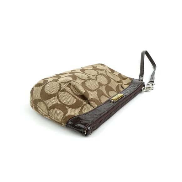 Coach Signature Khaki Brown Wristlet - Picture 2 of 12